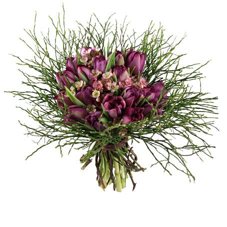 Send the bouquet of purple tulip cream as a flower bud