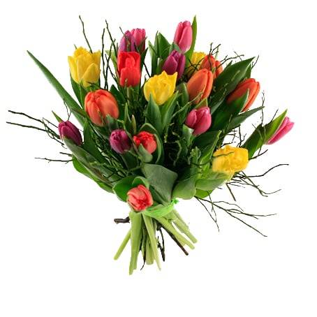 Send the bouquet Tulips with blueberry rice as a flower delivery