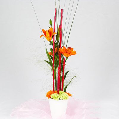 Send Hight arrangement of orange blombud