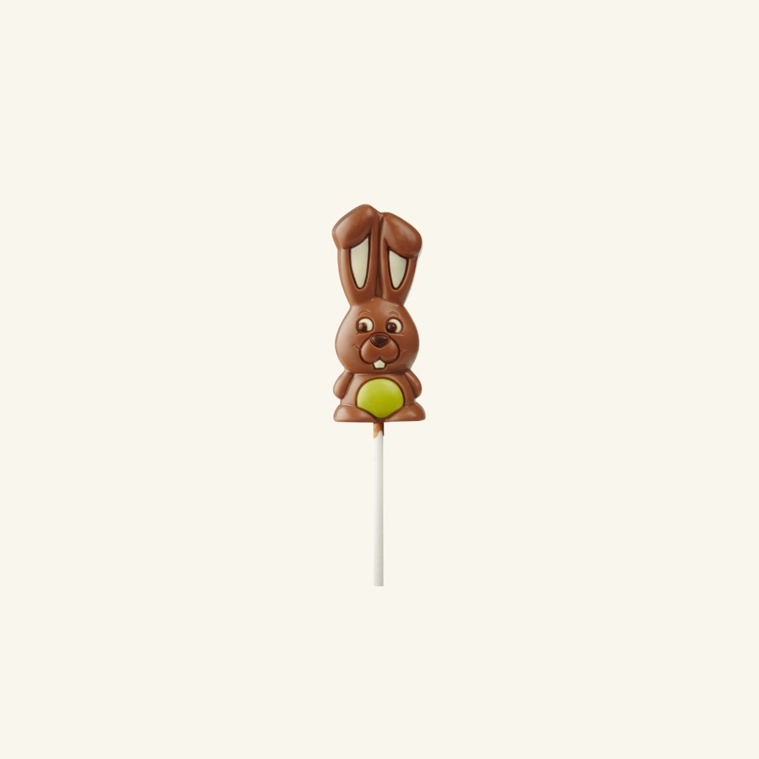 Chocolate lollipop bunny - green - 25g - 5 pcs