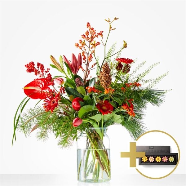 Handpicked Christmas bouquet + Chocolates (medium)