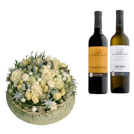 Flower cake for Christmas + 2 Bottles Italian wine