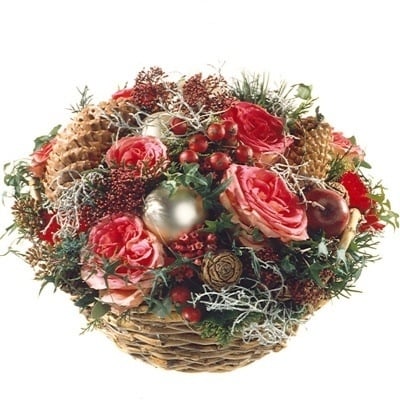 Pink and Red Christmas Biedermeier Centerpiece (Medium)