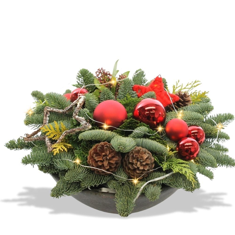 Floral Christmas Piece "Red Christmas balls" (Small)