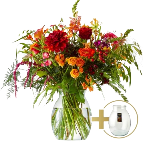 Bouquet Evening glow + Vase (medium
)