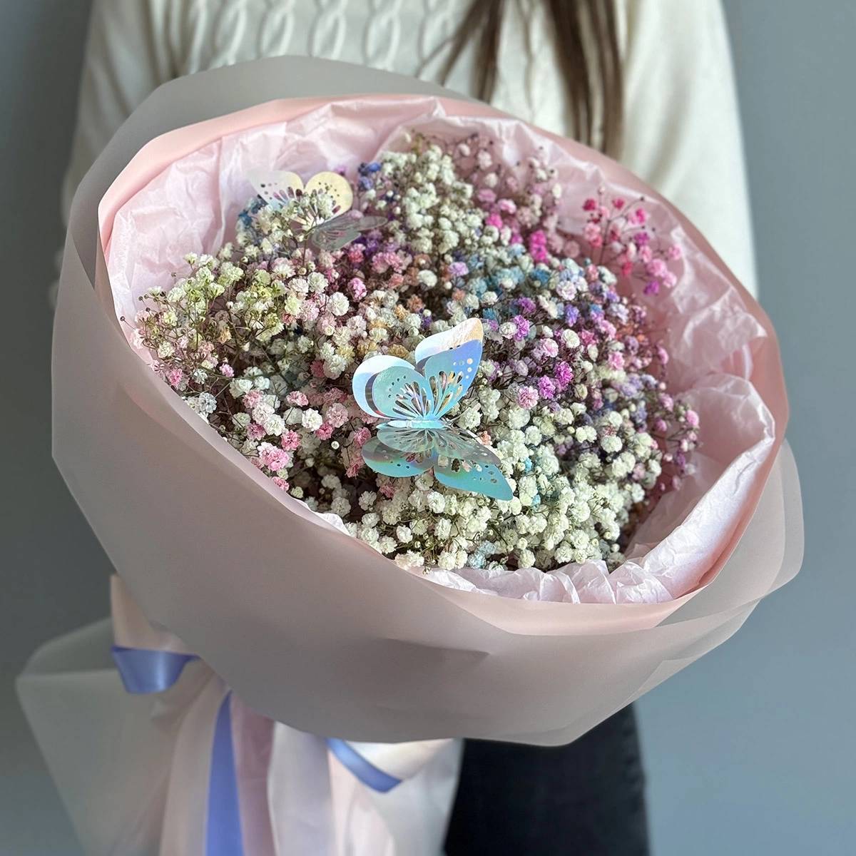 Bouquet "Butterflies in Gypsophila"