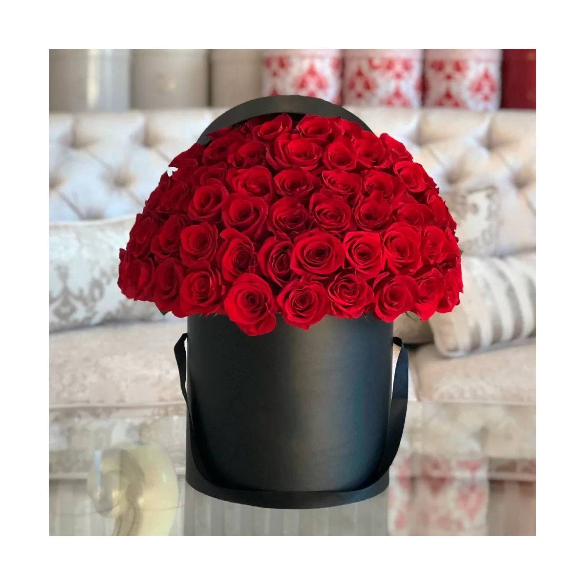 Flowers in a Box "Red and Black" (51 rose)