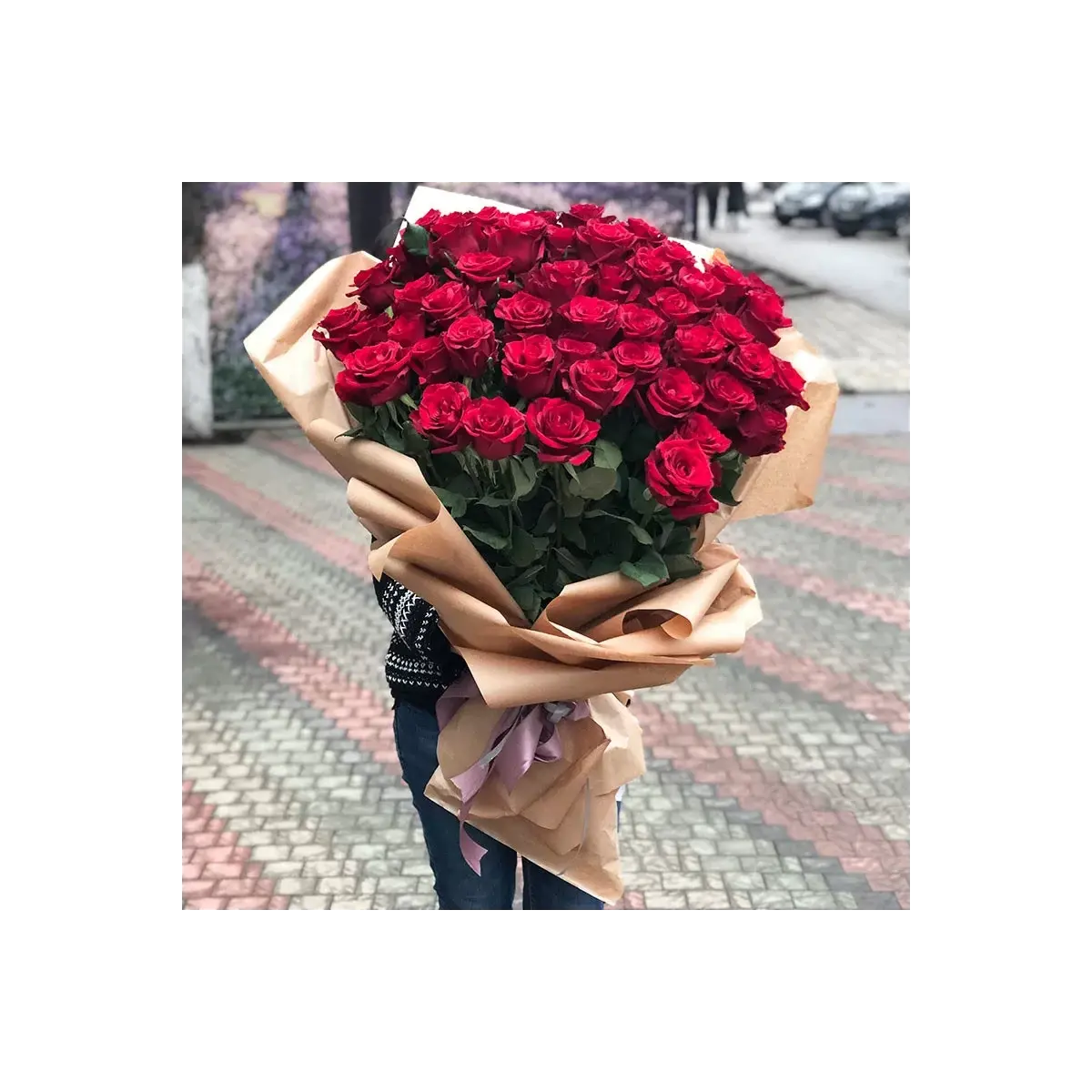 Huge Bouquet - Premium Red Roses 80-90 cm