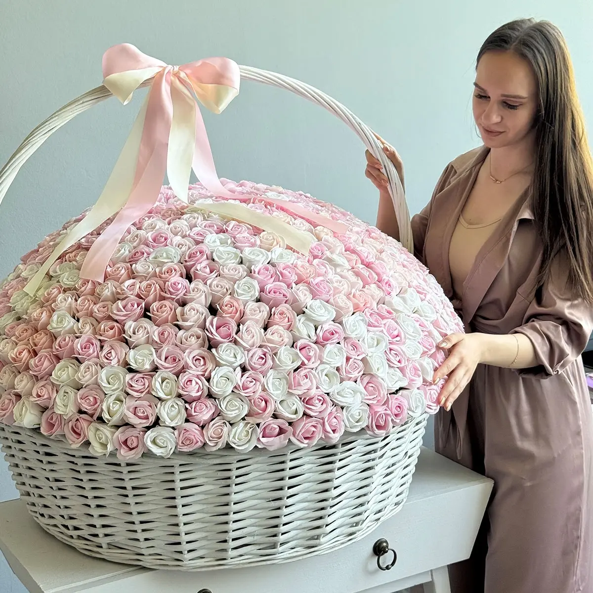 Huge Basket of Soap Roses