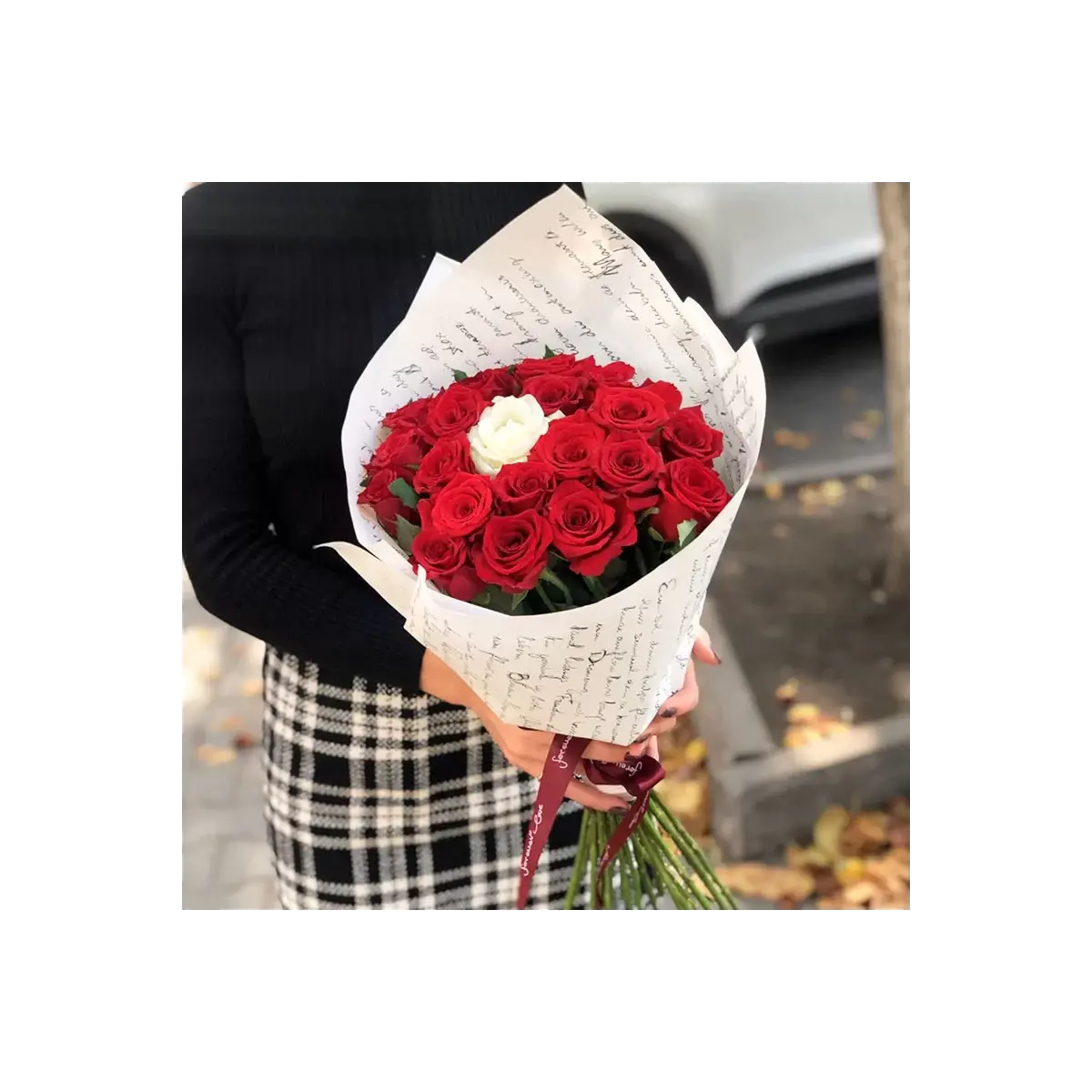 Bouquet "20 Red Roses and 1 White"