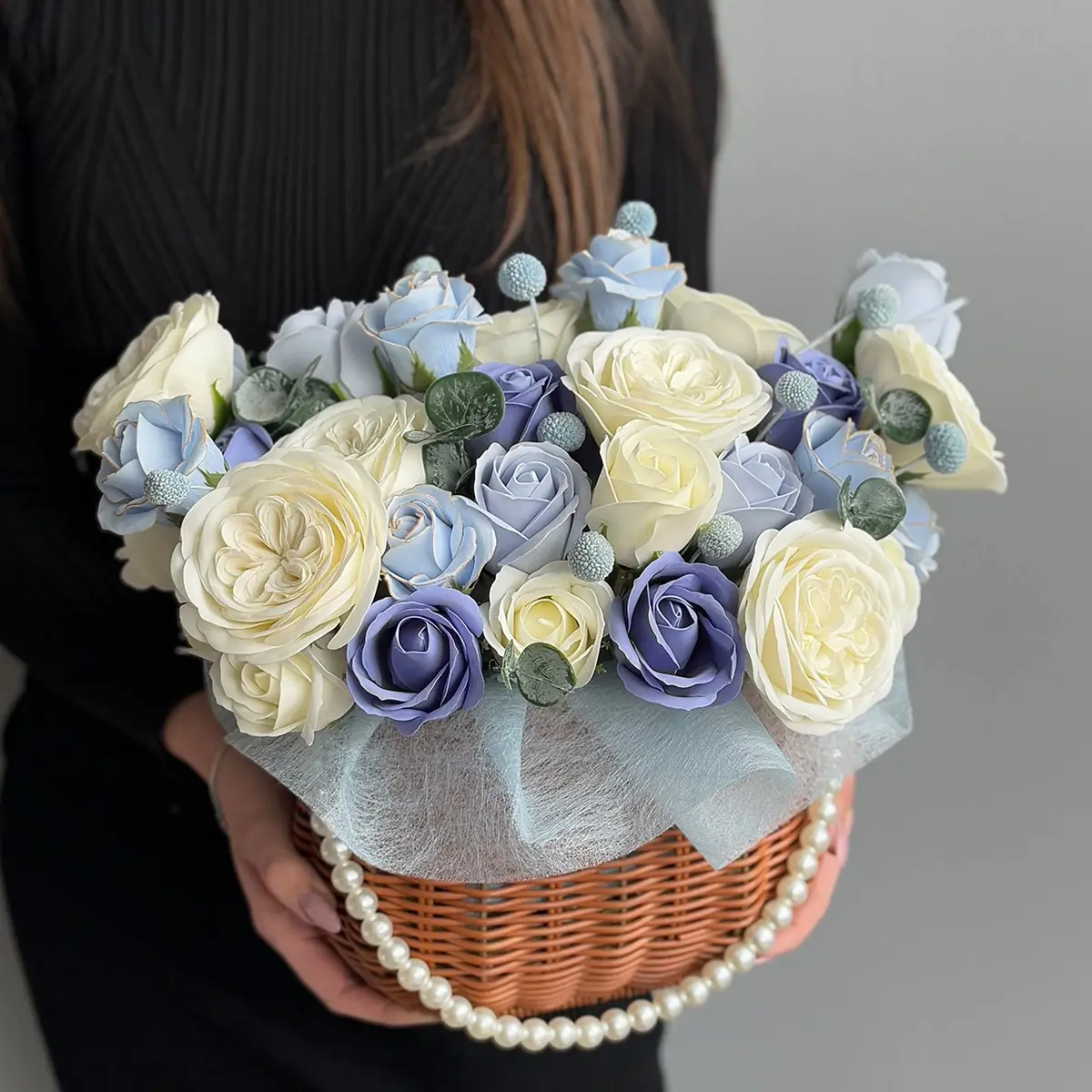 Bouquet of Soap Roses "Blue Clouds"