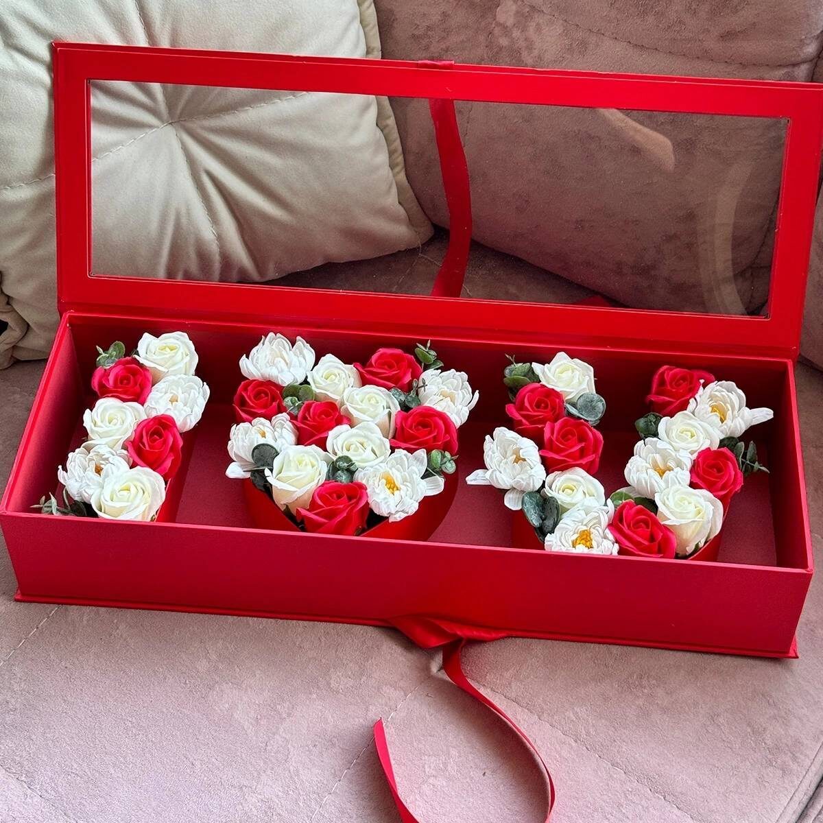 Red Box with Flowers from Soap "I Love You"