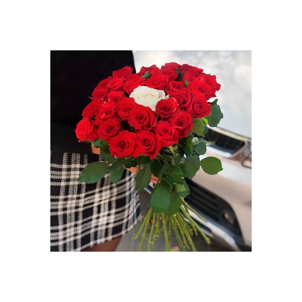 25 Red Roses and 1 White