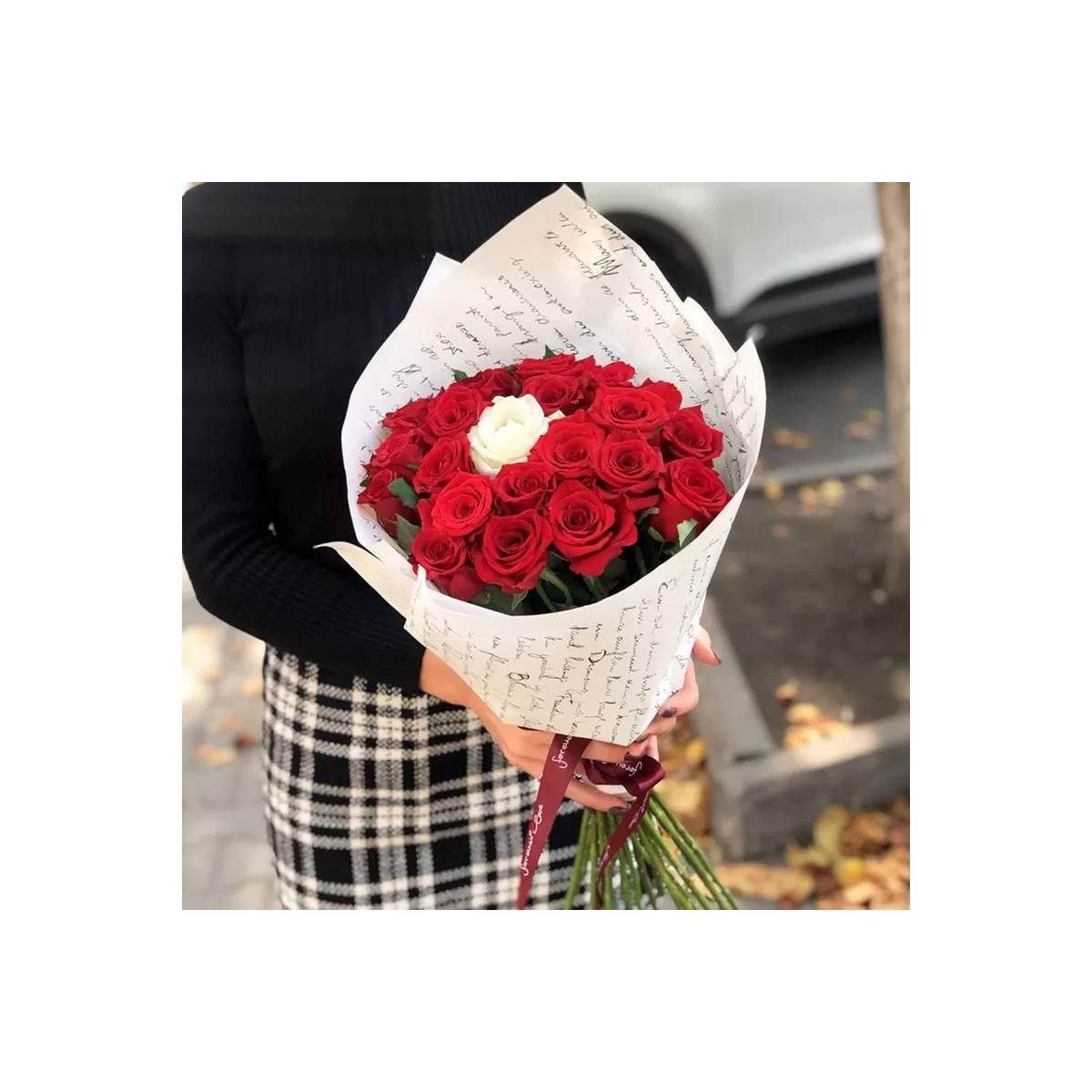 Bouquet "20 Red Roses and 1 White"