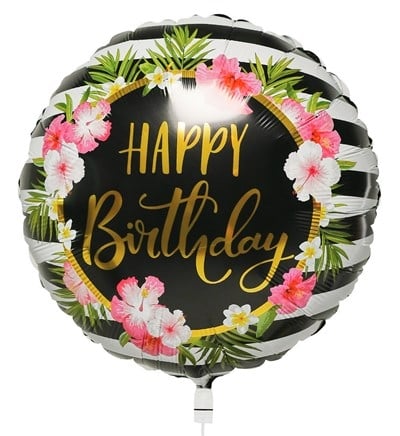 Balloon Happy Birthday Flower & Stripes
