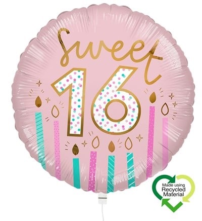 Balloon Birthday Sweet Sixteen Pink Eco