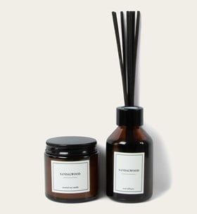 Sandalwood Scented Candle and Reed Diffusers Black