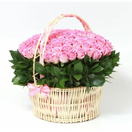101 roses in a basket