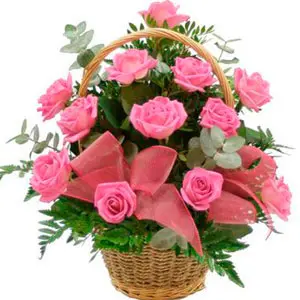 Pink Rose Basket