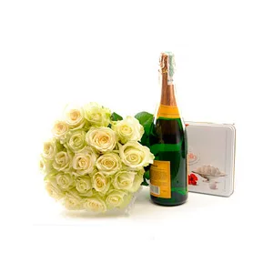 White roses and gifts
