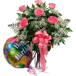 Pink Roses With Balloon