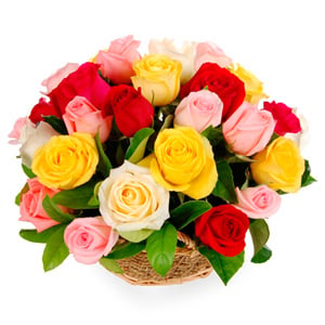 Round Mix Roses Basket
