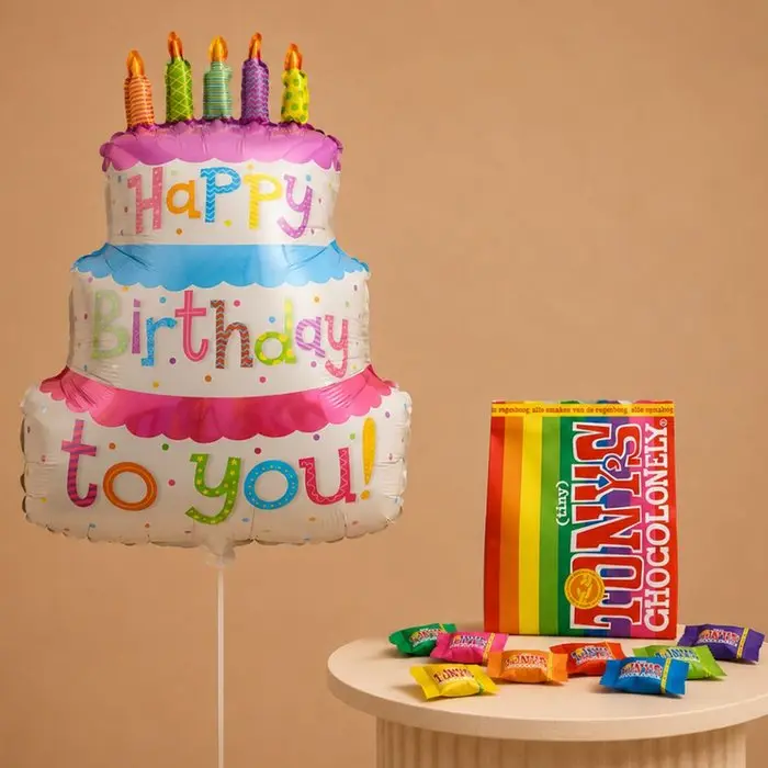 Ballon XL | Verjaardagstaart & Tiny Tony's Pouch 135g