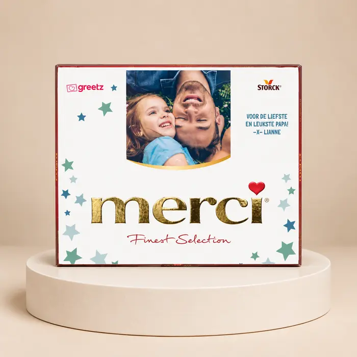Merci | Liefste papa met eigen foto en tekst | 250g