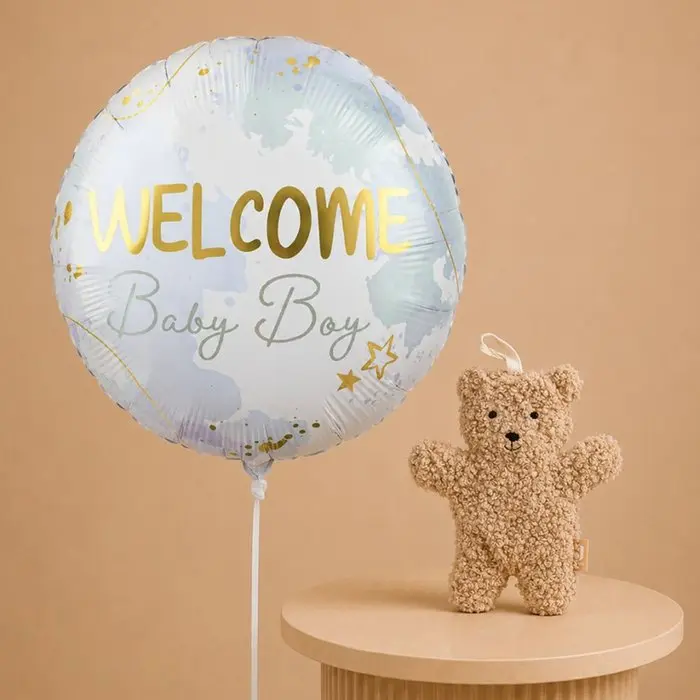 Ballon | Welcome Baby Boy & Speendoekje teddybeer