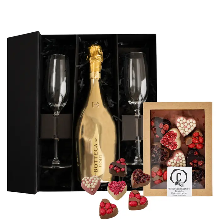 Bottega Prosecco Gold | Urban Cacao chocolade hartjes