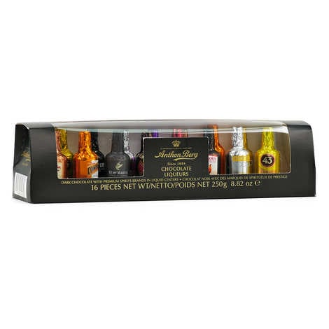 Box of dark chocolate with liqueur - 16 flavors