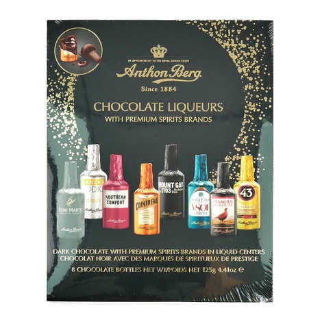 Dark chocolates filled with liqueurs by Anthon Berg (8 bottles)
