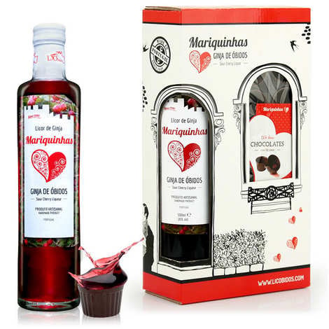 Ginja de Obidos with Chocolate Glasses - Sour Cherry Licor from Portugal 18%