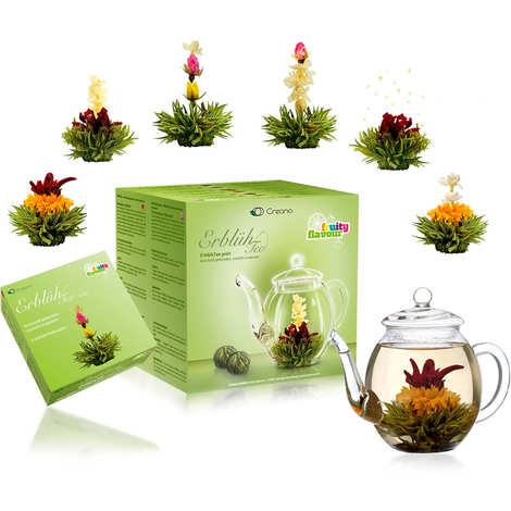 Teapot and Abloom Green Tea Flowers Gift Set