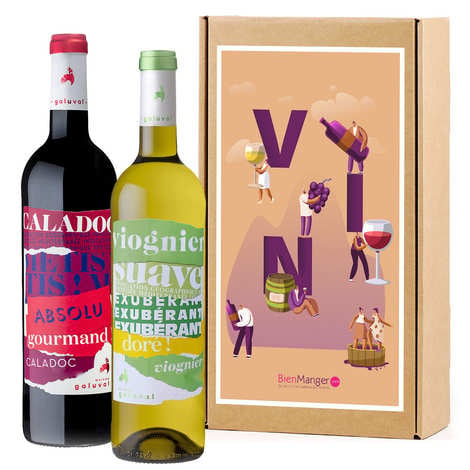 Galuval wine gift box 2 bottles (red and white)