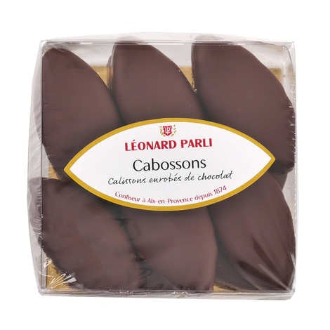 Case of 10 cabossons - Calisson d'Aix coated in dark chocolate (150g box)