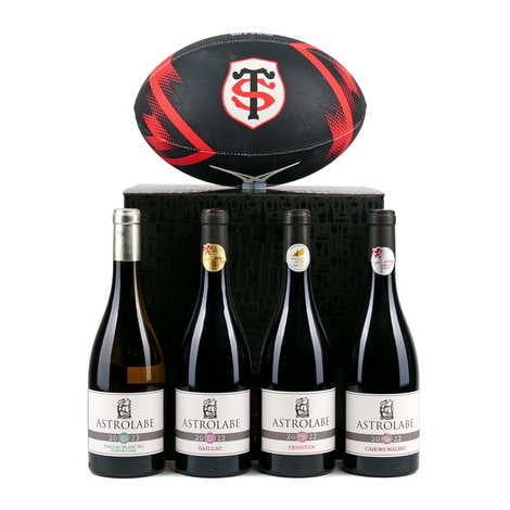 Vinovalie x Stade Toulousain Gift Set - 4 bottles of wine and 1 rugby ball