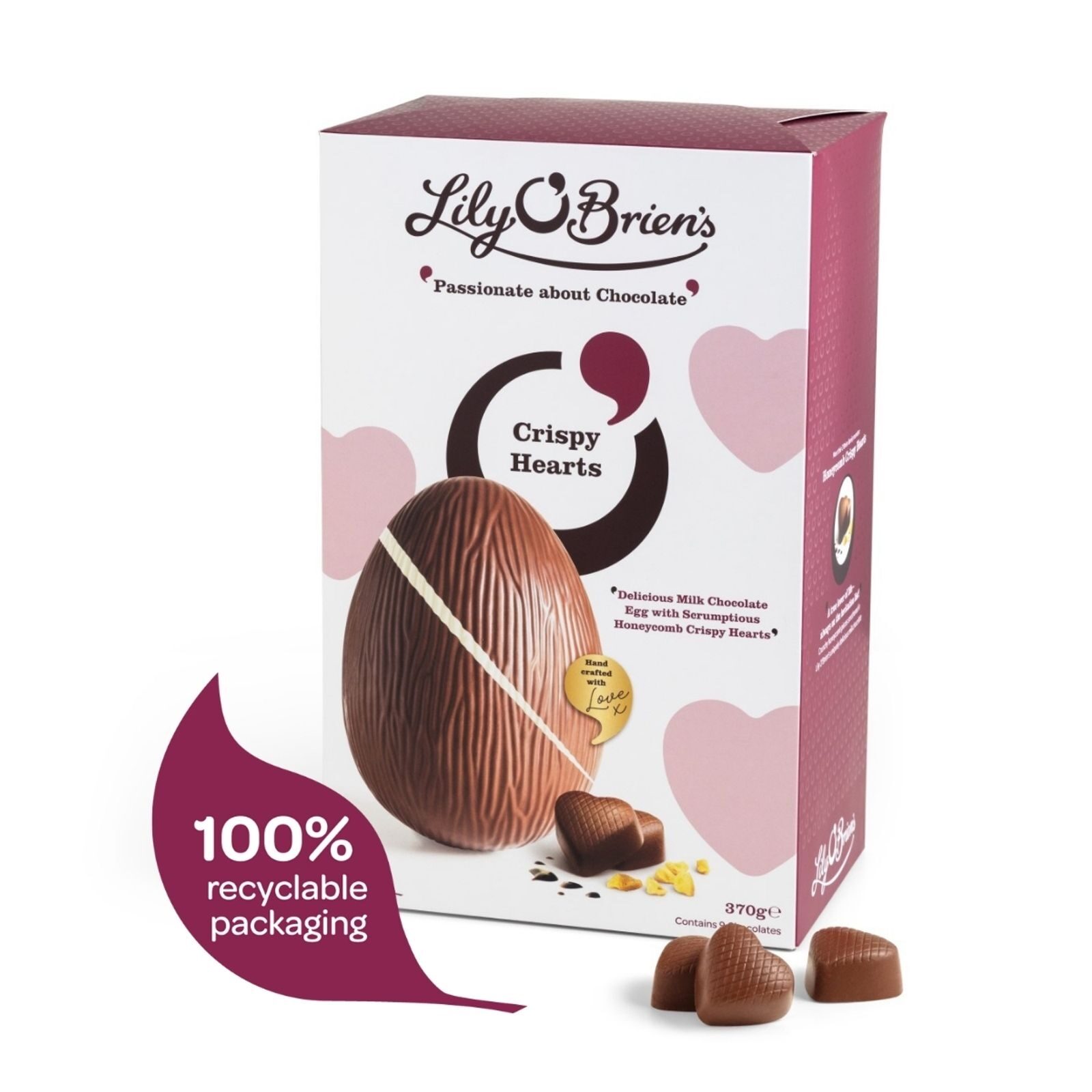 Honeycomb Crispy Heart Milk Chocolate Boxed Egg, 370g