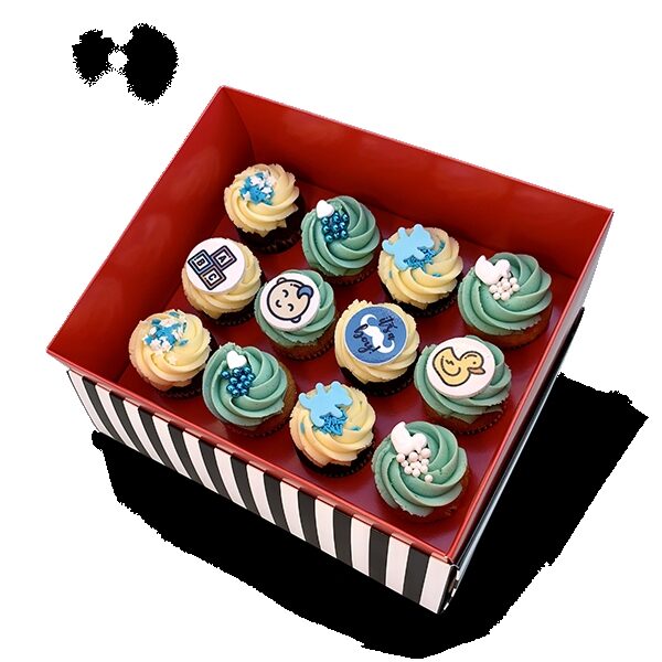 Box of 12 Medium Baby Boy Cupcakes