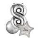 Large Silver Shape Balloon No 9 (3 Balloons Gift Boxed)
