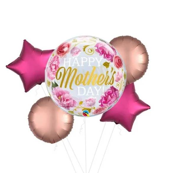 Mothers Day Floral Bubble Balloon (3 Balloons Gift Boxed)