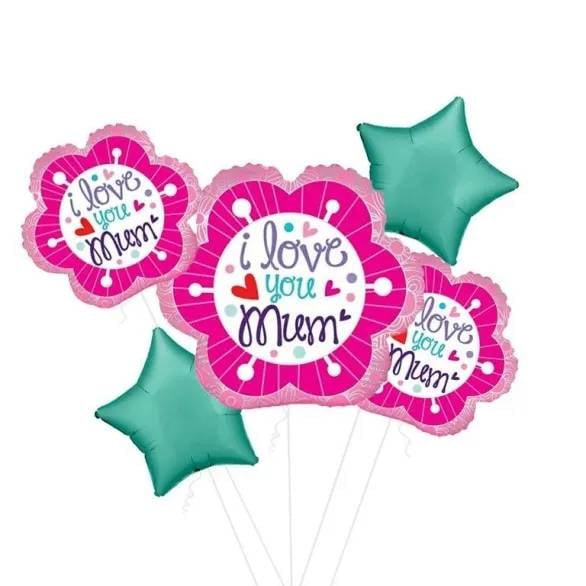 I Love you Mum Flower Balloon (3 Balloons Gift Boxed)