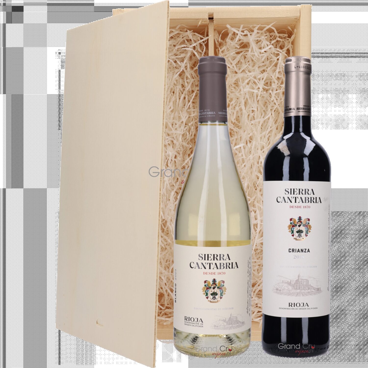 Cadeaupakket Sierra Cantabria Blanco en Crianza Rioja in Luxe Schuifkist