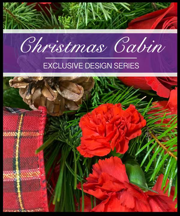 Christmas Cabin Exclusive Design (Wrapped Flower Version--No Vase)