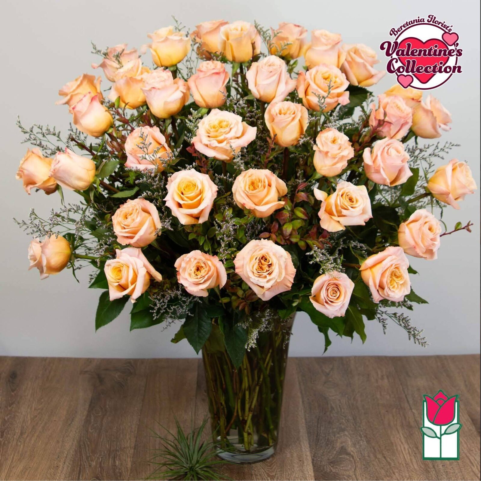 Beretania's 3 Dozen Peach Rose Bouquet [Early Bird Special]