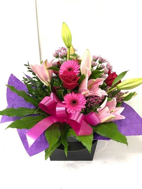 Square Water-Box in Hot & Soft Pink, Red and Purple (Small)