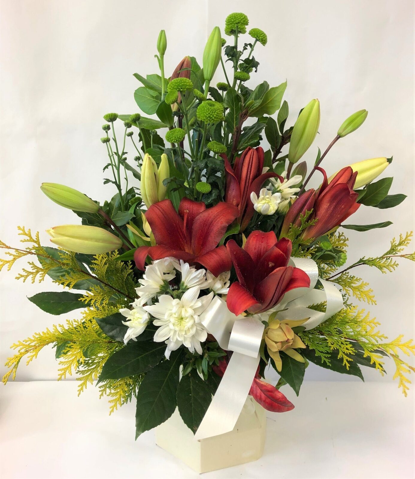 Vox Box Arrangement of red, cream and green (Small)