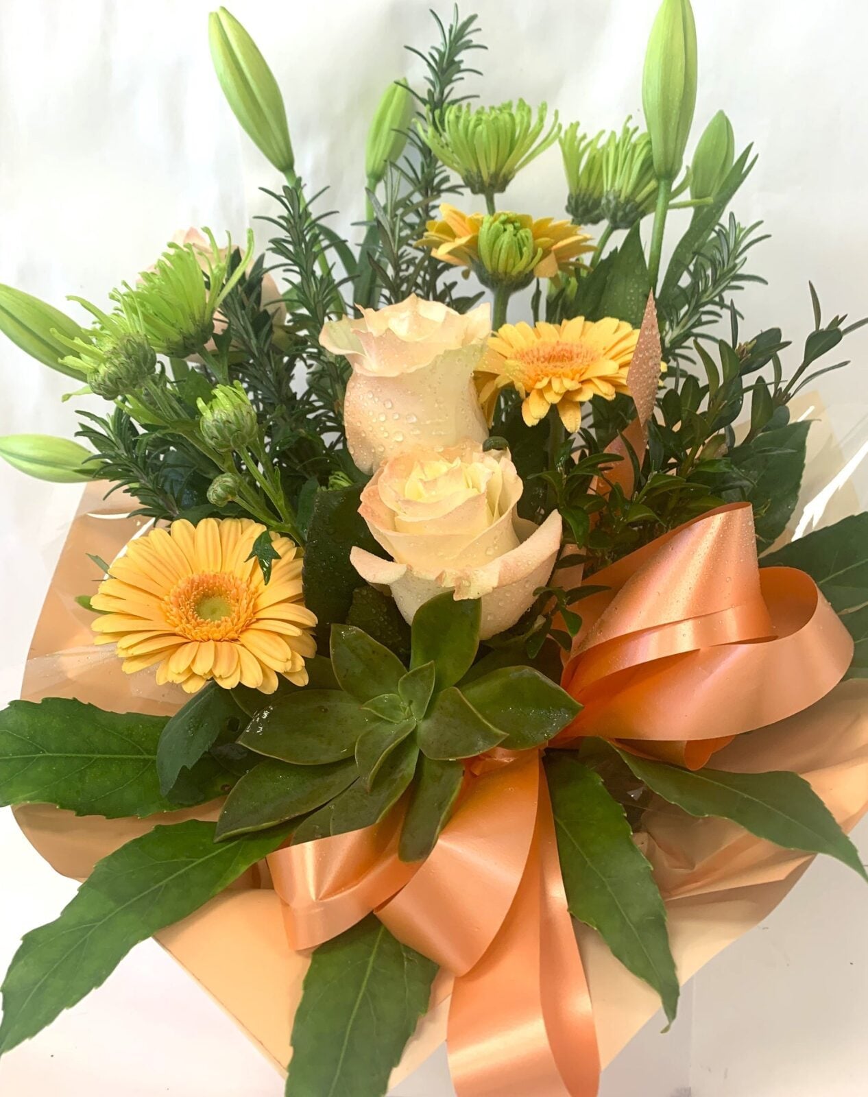 Peach and Green Water Box Flowers