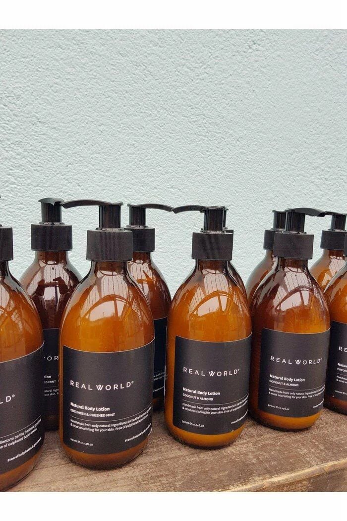 Real World Body Lotion 300ML Amber Glass Bottle
