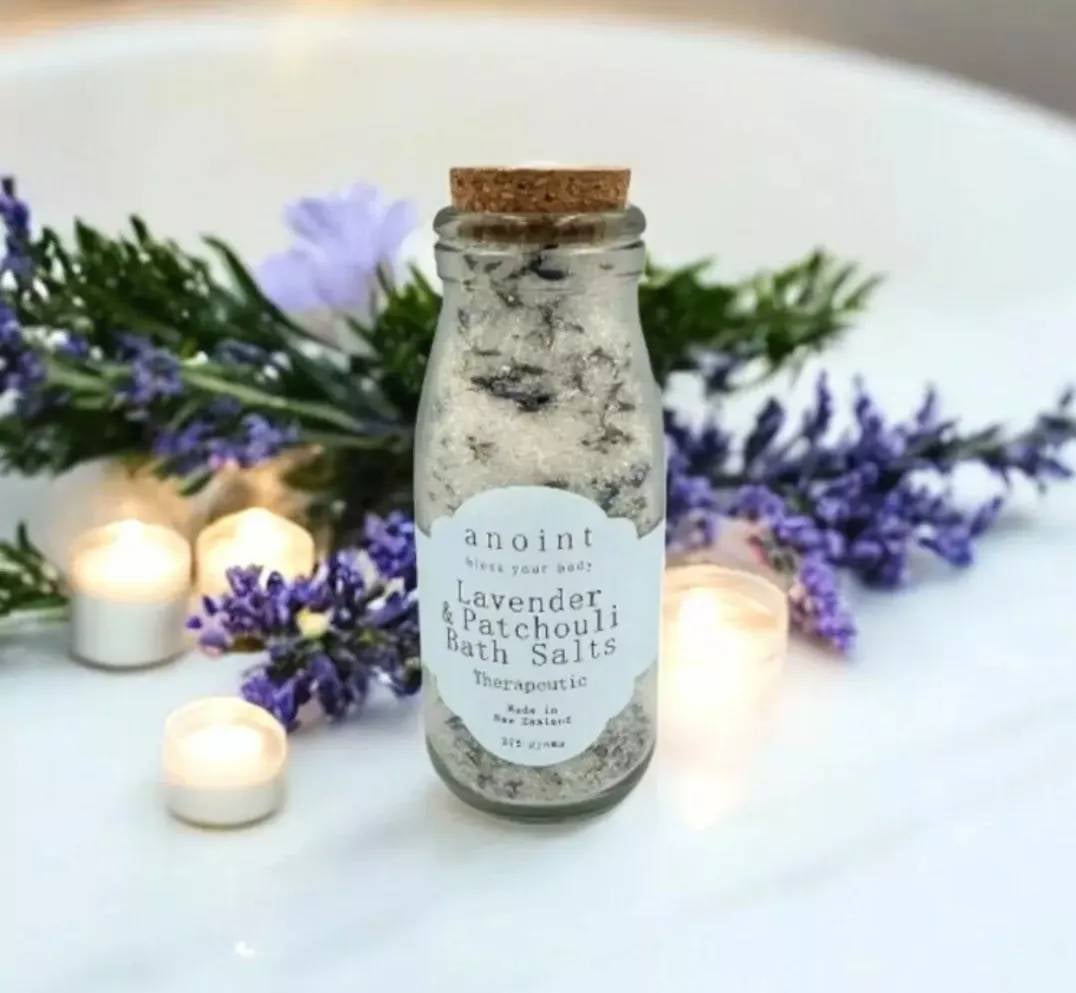 Lavender and Patchouli Bath Salts Jar